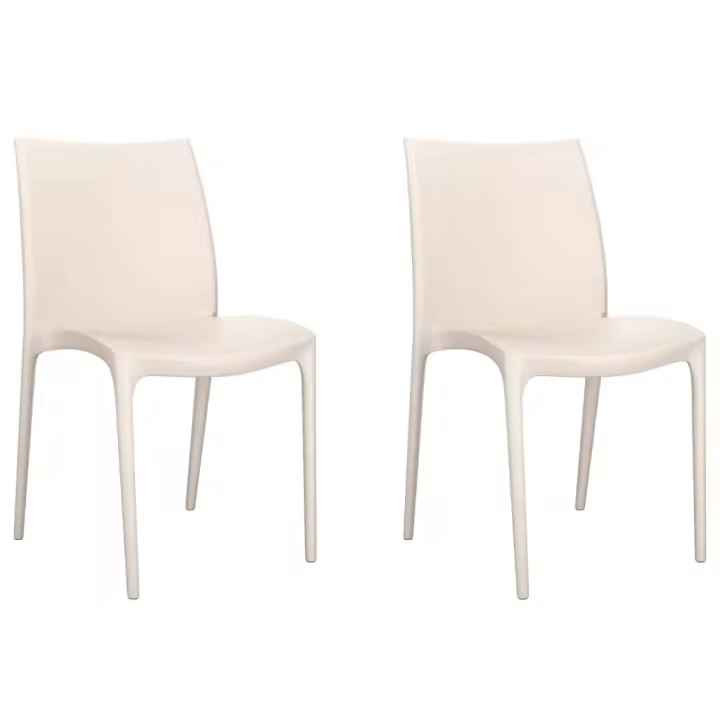 Sillas de Jardín 2 UDS polipropileno Crema 50x46x80 cm - 1