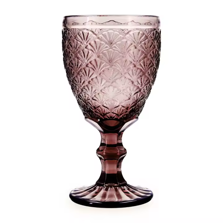 BIDASOA ROSE MOON Set 6 Copas Vidrio 35CL Rosa Con Relieve Facil de Limpiar Ecológico - 1