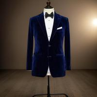 Chaqueta De Suelto Estilo Americano Para Hombre Cuello Notch Ajustada 1 Pieza Velours Chaqueta De Fumador Listo Para Envío - details 2