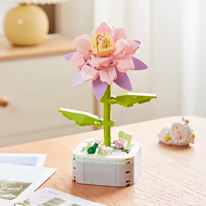 Bloques de construcción de flores, flores preservadas, 10328, rosa, regalo del Día de San Valentín, ramo romántico, juego de montaje - 1