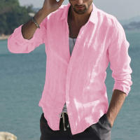 Camisa De Verano Para Hombre Algodón Y Lino Con Solapa Ajustada De Manga Larga Abierta Estilo Casual Talla Grande - details 6