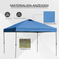 Gazebo Aximadamente 3x3m, Impermeable Estable Resistente al Frío Pop-up Gazebo plegable, Protección UV, Tienda de Fiesta plegable, Tienda de Jardín with Bolsa, gazebo de Jardín para Jardín de Camping, azul - details 4