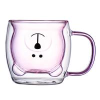 Taza De Café Doble Oso De 250ML Con Mano Transparente Insulada Para Leche Jugo Té Utensilios De Espresso Lindo Y Ecológico - details 7