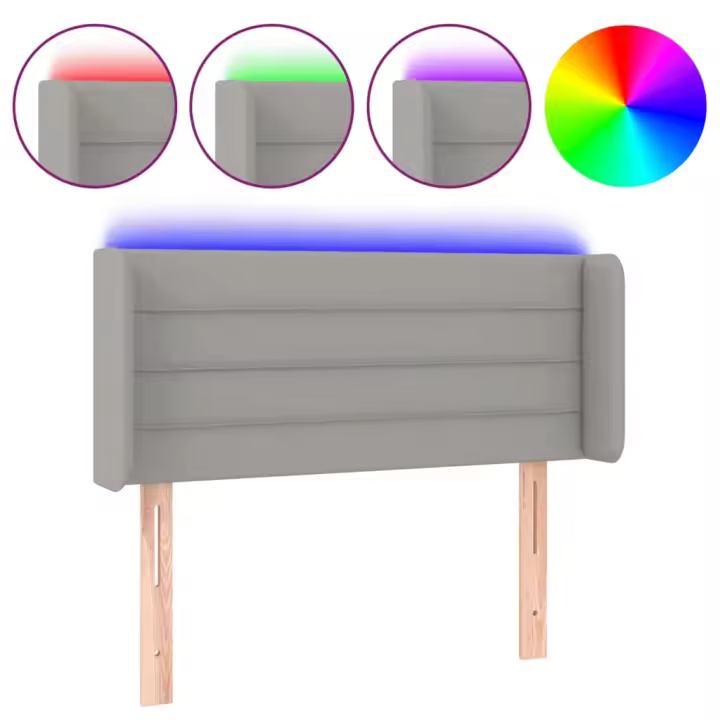 vidaXL Cabecero con LED de tela gris claro 93x16x78/88 cm - 1