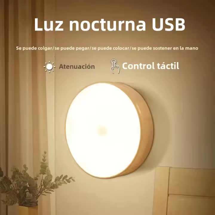 Luz Nocturna LED Toque Recargable USB Luz Emergente Blanca/Caliente Magnética Sin Cable Para Iluminación De Noche - 1