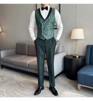 Traje De Tres Piezas Para Hombre Estilo Británico Primavera 2025 Traje De Negocios Casual Chaqueta Pantalón Alta Densidad Jacquard Vestido De Boda - details 17