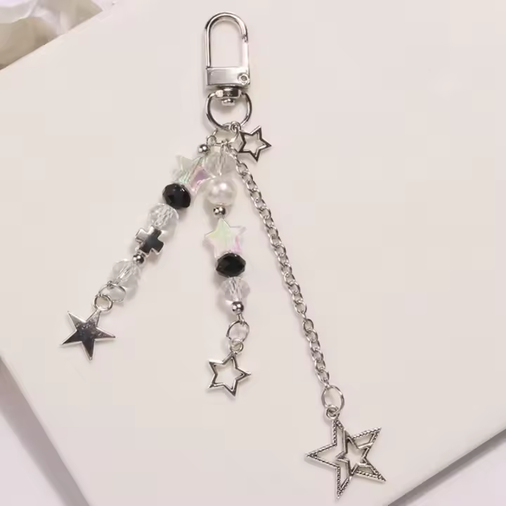 Llavero De Perla Y Estrella Gótico Y2K Para Teléfono Kawaii Cadena De Llaveros Con Pendón Para Bolsos Accesorio Lindo Para Mujeres Y Niñas Joyería - 1
