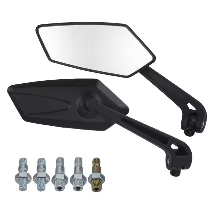 Espejos Lateral De Motocicleta Negros Universales Para Cafe Racer Accesorios De Motocicleta Espejos Retrovisores Traseros ABS Vidrio - 1
