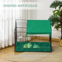 PawHut Jaula para Animales Pequeños Parque para Mascotas con 2 Puertas Toldo y Base con Tela Oxford Impermeable para Interior y Exterior 90x75x75 cm Negro y Verde - details 4
