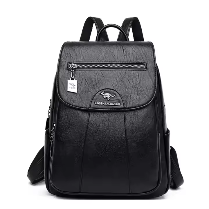 Mochila Para Mujer 2022 Nueva De Cuero Suave De Alta Calidad Banda De Hombro Arco Gran Capacidad Para Viajes Y Escuela Color Negro - 1