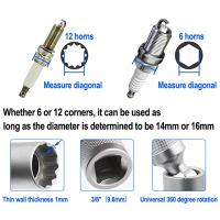 Adaptador De Llave De Encendido De Coche 14mm 16mm Con Manguera Flexible Magnética Y Pared Delgada 3/8" Herramienta De Reparación De Coche Universal - details 3