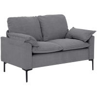 HOMCOM Sofá de 2 Plazas, Tapizado en Terciopelo, Sofá Moderno con Patas de Metal, Reposabrazos Acolchado, para Salón, Dormitorio, Oficina, Sala de Estar, 130x77x84 cm, Gris - details 0