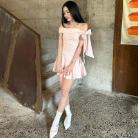 Vestido Mini De Hombros Descubiertos Elegante Solido Alta Cintura WhereMery Y2K Dulce Streetwear Sin Mangas Para Mujer Primavera Verano - details 6