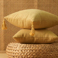 Funda De Cojín De Algodón Linen Verde Con Borla Boho Regalo Para Sofa Decoración De Hogar Navidad Estilo Rústico Americano - details 11