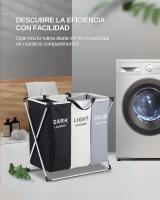 Newty  Cesto Ropa Sucia para Colada Cesta Lavandería Compartimentos Hogar Cocina Dormitorio Plegable Almacenamiento Clasificador Contenedor Organizador Lavado Cesta Tela Porta Objetos Separar Ropa Clara Oscura Color Apto para todos los Espacios Grande - details 0