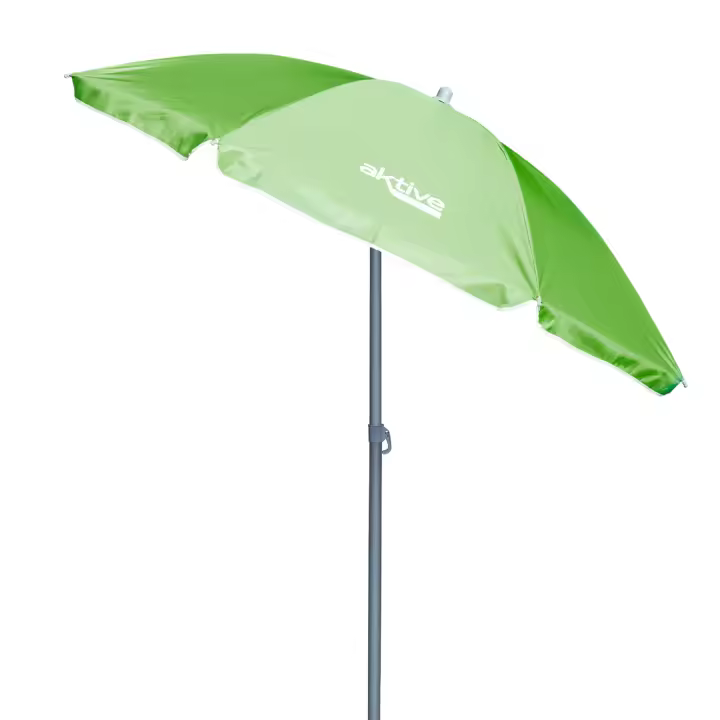 Aktive - Sombrilla playa antiviento 180 cm, 200 cm o 220 cm, Max Air, verde, forma octogonal, poliéster con protección UV50 y revestimiento plateado, 8 varillas fibra de vidrio, mástil inclinable Ø28/32 mm, incluye funda con asa, con ventilación superior - 1