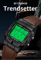 Reloj Deportivo Para Hombre SYNOKE Con Pantalla Grande LED Luminosa Resistente Al Agua Y Al Choque Estilo Retro Moda Malla De Cuero Material Del Cuerpo Plástico - details 0