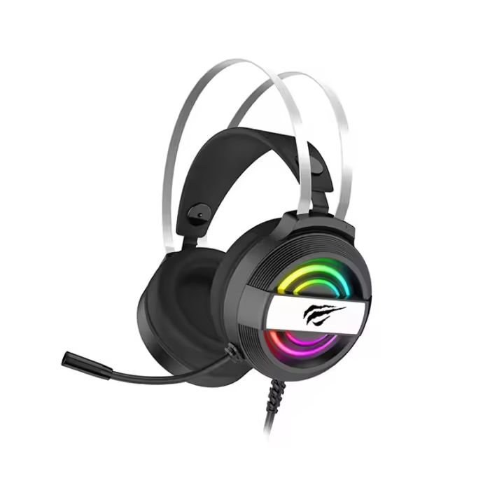 Havit H2026D Auriculares de gaming  con iluminación RGB USB, cable de 2m, conexión 3.5mm AUX, sonido de alta fidelidad, respuesta de frecuencia 20Hz-20kHz, sensibilidad 108±3dB, diseño ergonómico y cómodo - 1