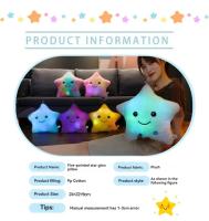 Almohada De Estrella Luminosa De 24CM Juguete Creativo De Peluche Suave Para Niñas Regalo De Cumpleaños Colores Variados Almohada De Estrella Para Niños - details 2