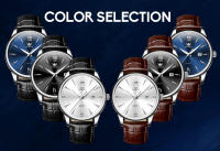 Reloj De Negocios Lujo Para Hombre OLEVS Con Correa De Cuero Resistente Al Agua Y a La Choque Movimiento Cuarzo Display Numeral Romano Estilo Casual - details 5