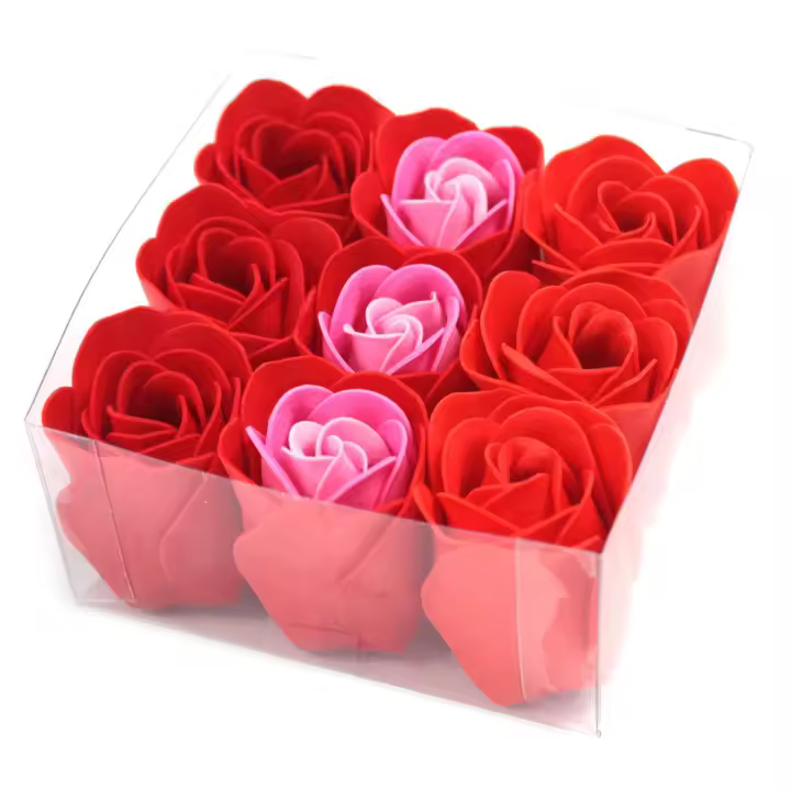 Set de 9 flores de Jabón - Rosas Rojas - 1