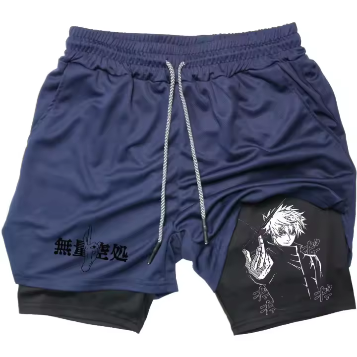 Shorts De Compresión Anime Para Hombre Verano Deporte Ropa Deportiva Gimnasio Entrenamiento 2 En 1 Fitness Casual - 1