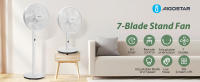 Aigostar Ventilador de Pie， 7 Aspas， Mando a Distancia， 3 Modos y 3 Velocidades， Temporizador 9 h y Oscilación 90º， 45W Altura Ajustable. Blanco Sedate - details 0