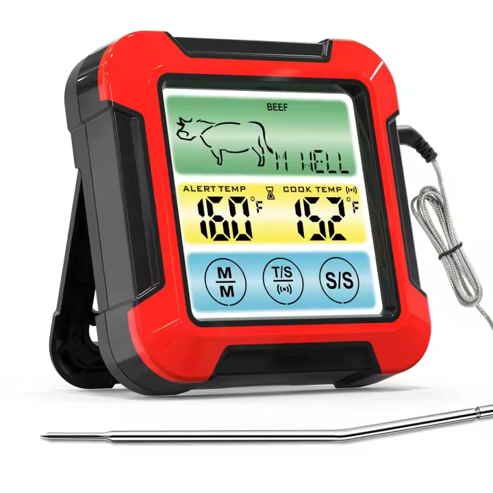 Termómetro digital para carne con ajuste de Sabor, temporizador, Alarma magnética y parte posterior, 1 probe with Cable, adaptador para Horno, Parrilla, barbacoa, ahumador, termómetro para Alimentación de Cocina - 1