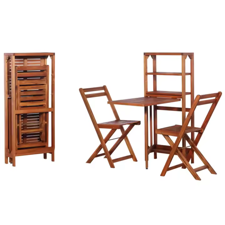 vidaXL Juego de bistró plegable de 3 piezas madera maciza de acacia - 1