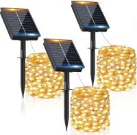 Guirnalda Luces Exterior Solar-3x10M 100 LED Guirnaldas Luces Solares Exterior IP65 Impermeable Blanco Cálido 8 Modos Solares LED Interior Jardin Terraza Bodas Fiesta Festivales [Clase de eficiencia energética G] - details 0