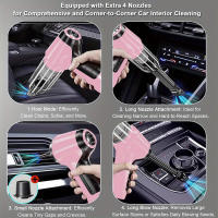Aspiradora de coche 3 en 1 rosa con fuerte potencia de succión Aspiradora de mano inalámbrica compacta y portátil Adecuada para limpieza en seco y húmedo - details 5