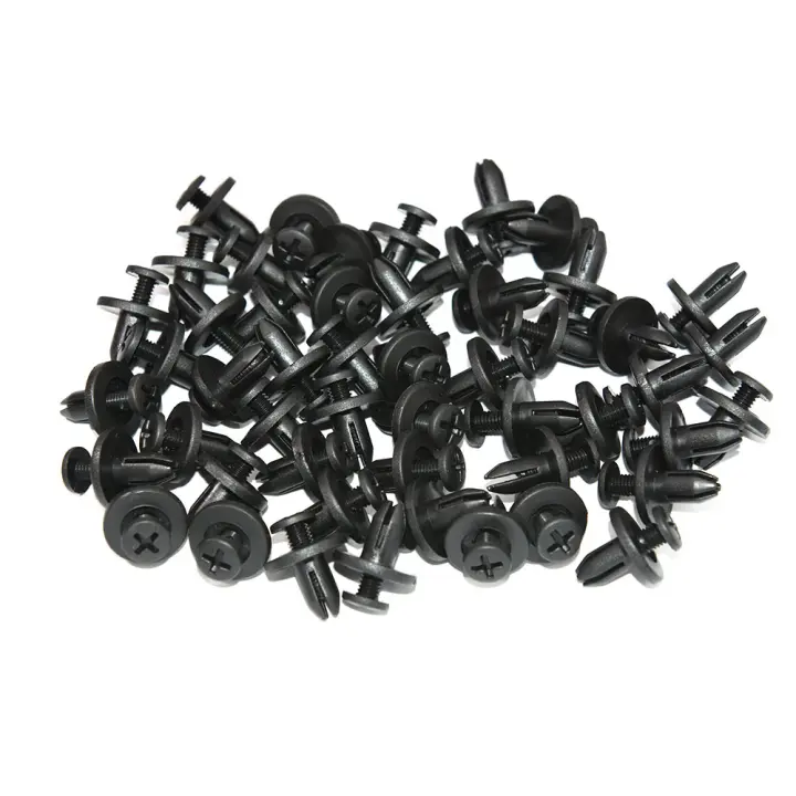 AD 50pcs Clips De Plástico Negros Para Automóvil Con Agujero De 8mm Retenci\u00f3n De Puertas Y Cubiertas Líneas Barbs Rivet Herramientas De Reparación De Coches - 1
