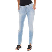 MET-Pantalón Tejano Largo de Efecto Gastado 70DBF0282-D762 para Mujer