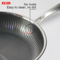 Sartén De Frying AIWILL De Acero Inoxidable 316/304 Calidad Cocina No Adhiere Para Freír Carne Electroestufa Universal 28cm - details 4