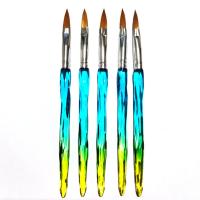 Cepillo De Arte De Uñas De Nylon 5PCS Con Mango De Cristal Gradient Kolinski Herramienta De Grabado De Acrílico Y Adhesivo Para Uñas - details 2