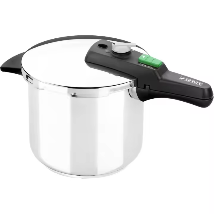 Monix Quick - Olla a Presión Rápida de 7 Litros M560003, Acero Inoxidable, Cuerpo Apto para Limpieza en Lavavajillas, Triple Fondo Difusor Forjado, Aptas para Todo Tipo de Cocinas, Incluido Inducción, Facilidad de Uso Ahorro de Tiempo y Energía - 1