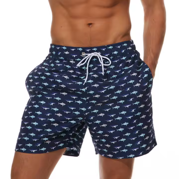 Traje de baño para hombre, de secado rápido, con forro de malla, por encima de la rodilla, trajes de baño(L) - 1