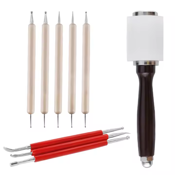 IMZAY Set De Herramientas De Grabado En Cuero Con Estampadores Manual De Acero Inoxidable Para Artesanía Y Diseño De Moda - 1