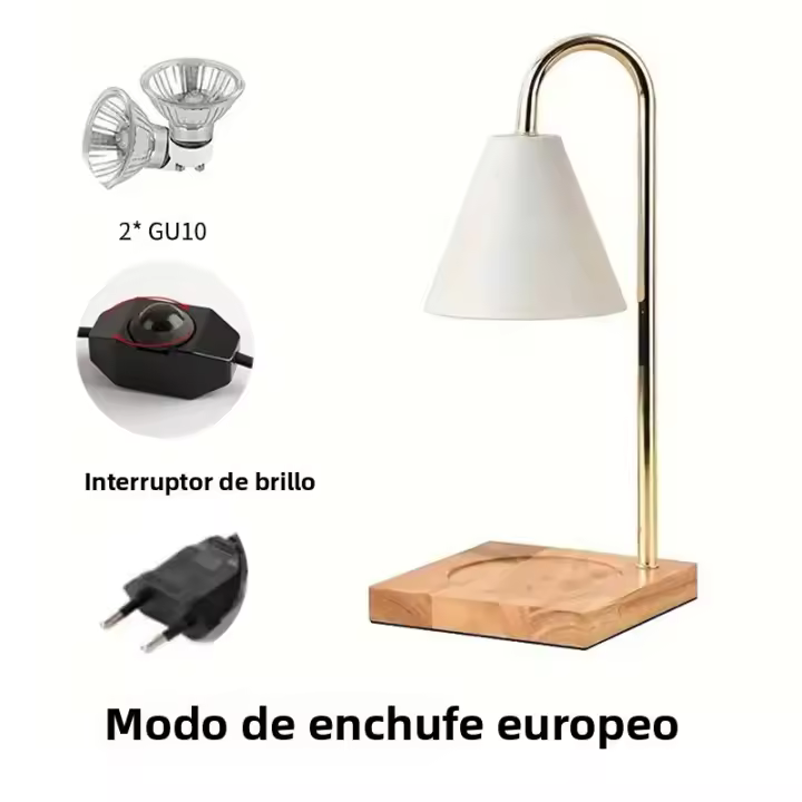 Lámpara De Mesa Calentadora De Velas Con Base De Madera Luz Dimmer Para Decoración De Habitación Y Hogar Accesorios Para Velas Y Luz - 1