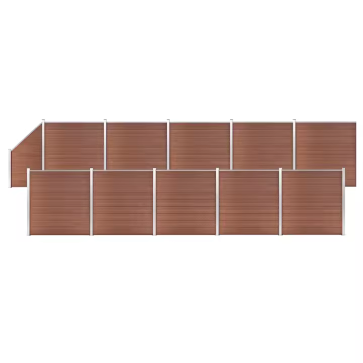 vidaXL Set de valla 10 cuadradas + 1 oblicua WPC marrón 1830x186 cm - 1