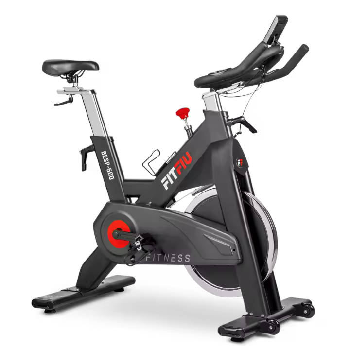 FITFIU Fitness BESP-500 - Bicicleta Indoor con resistencia regulable con disco inercia 24kg, Bici entrenamiento Fitness con sillín ajustable, Pulsómetro y pantalla LCD - 1