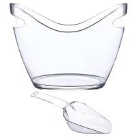 Cubeta De Hielo Transparente Con 2 Cucharas Y Mango Gran Cubeta De Refrescos Para Vino Y Champán Suministros Para Bar Para Reuniones Familiares - details 3