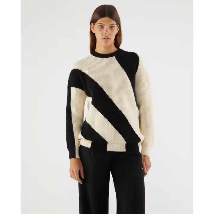 Jersey de punto bicolor en engro y beige de Compañía Fantástica - 1