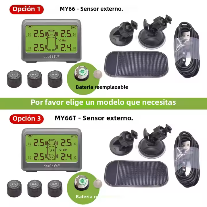 Sistema De Monitoreo De Presión De Neumáticos Para Coche Deelife TPMS Solar Control De Presión De Neumáticos Con Sensor Reemplazable Función De Medición De Temperatura Y Humedad En El Coche - 1