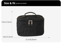 Bolso De Cosméticos Para Mujer Rosa Negra Estuche Portátil De Gran Capacidad Con Cierre De Doble Cremallera Y Flap - details 3