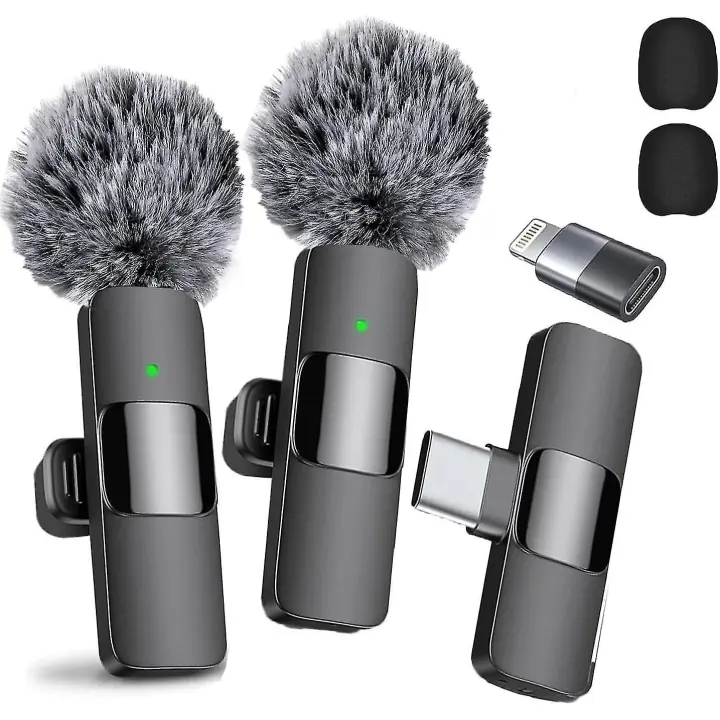 2024 Profesional Inalambrico Lavalier Micrófono 2 Pack Cancelación de Ruido Crystal Clear Grabación With Usb-C Para Iphone 15 Pro Max, Ipad, Android, Live St - 1