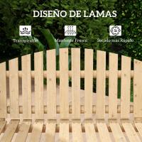 Outsunny Banco Columpio de Jardín de Madera de 2 Plazas Balancín de Jardín Exterior con Bandejas Laterales Reposabrazos y Estructura en A para Patio Porche Carga 240 kg 200x135x175 cm Natural - details 6