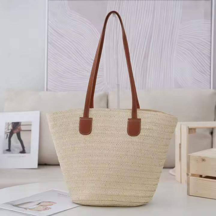 Bolso de hombre Las Mujeres Paja Verano tejido Gran capacidad cesta bolsos Moda Mujer Lujo Diseño Playa Bali shopper Totes - 1