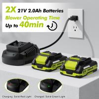 3000W Soplador de hojas inalámbrico - Soplador de hojas eléctrico inalámbrico de 21 V con 2 baterías y cargador, modo de 2 velocidades, soplador de hojas ligero de 2.0 Ah para cuidado del césped, patio - details 0