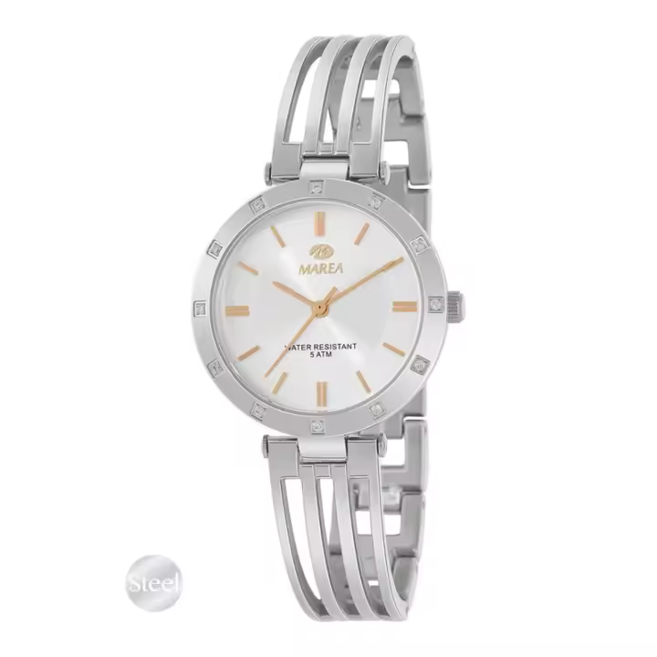 Reloj Marea Mujer B54169/1 Analógico Acero Inoxidable Plateado con Circonitas y Correa Resistente Al Agua - 1